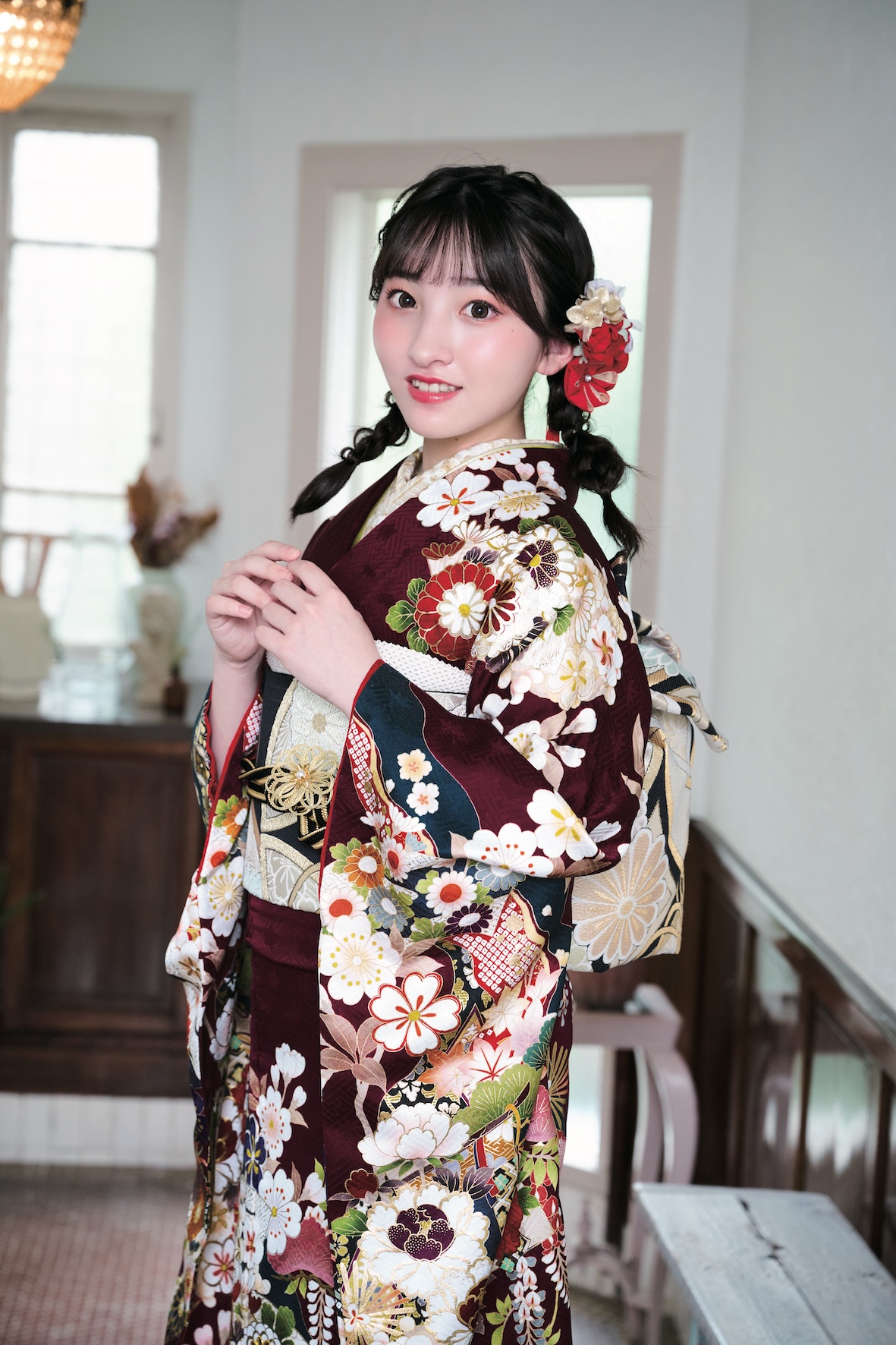 赤色の振袖画像