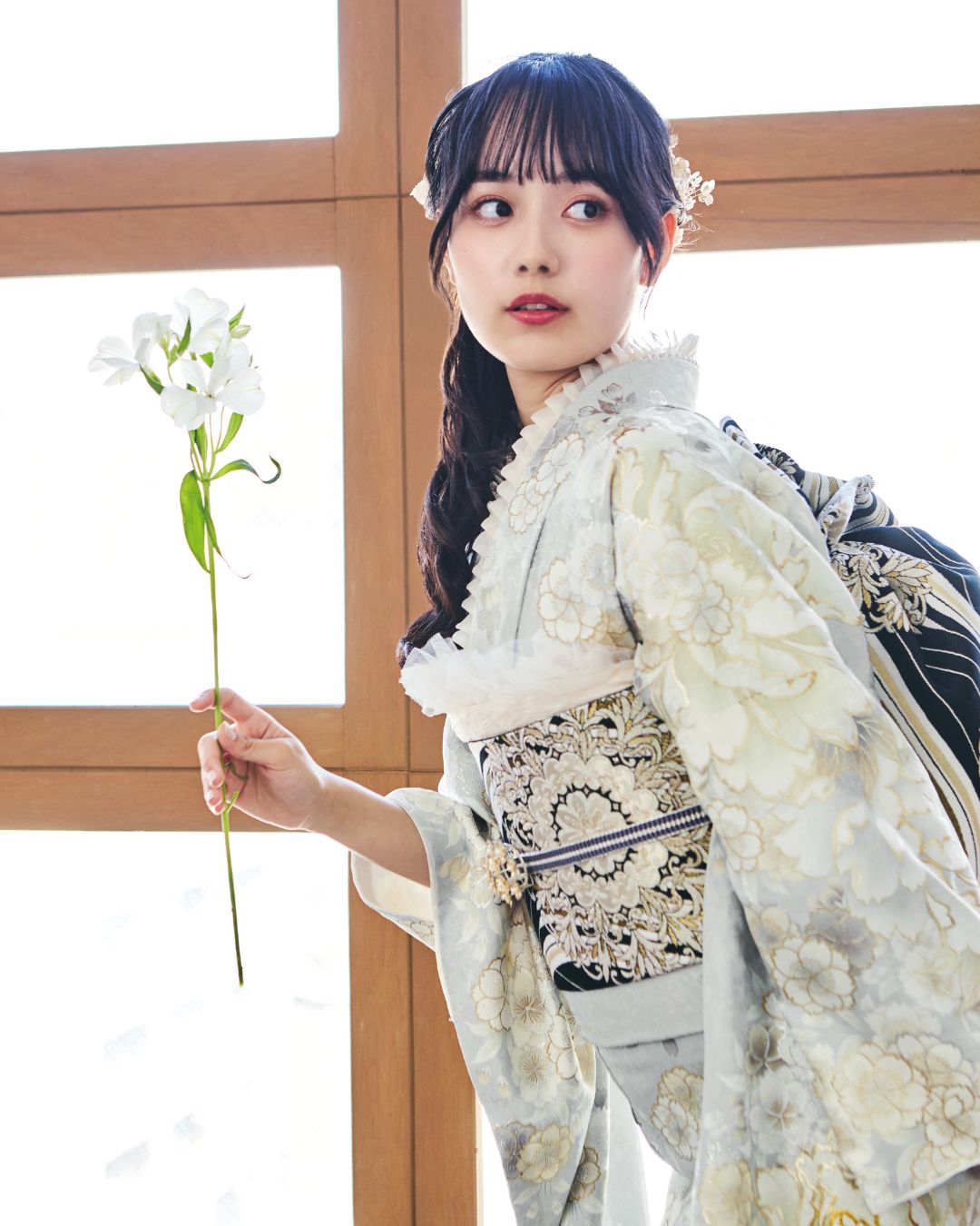 レースパールが素敵！振袖フルセット　成人式前撮り レースパールが素敵！振袖フルセット 成人式前撮り 長襦袢ご希望の方