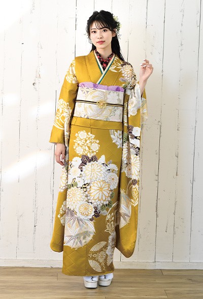 紺地の上品な松竹梅の古典振袖(ガード加工) 振袖 − 商品一覧｜美